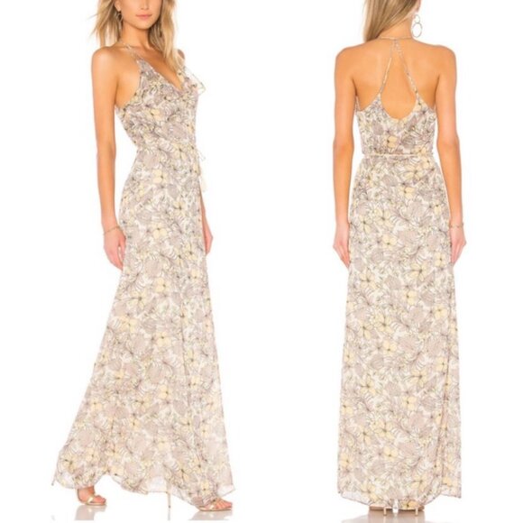 The Jetset Diaries Frangapani Maxi Dress Size Medium Yellow Floral Print New - Picture 4 of 9
